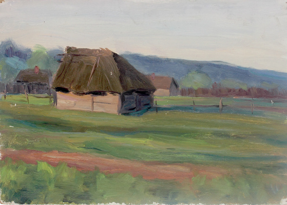 Старостин Алексей Михайлович. Летний пейзаж на окраине деревни